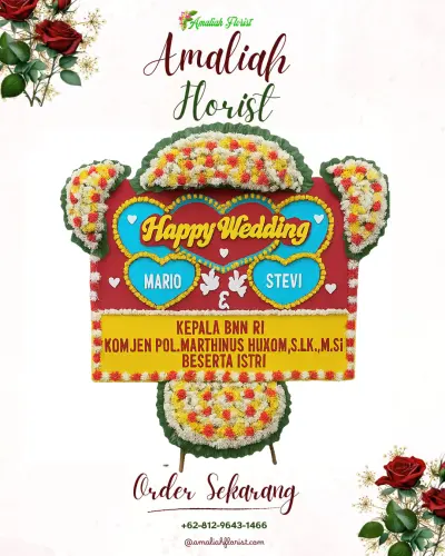 Karangan Papan Bunga Pernikahan di Pucungbedug